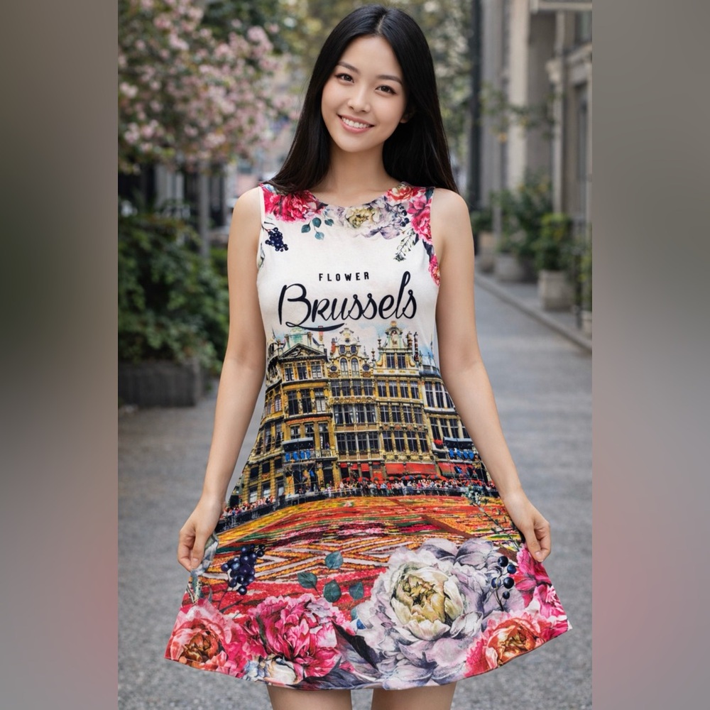 Floral Brussels Print Dress- XS